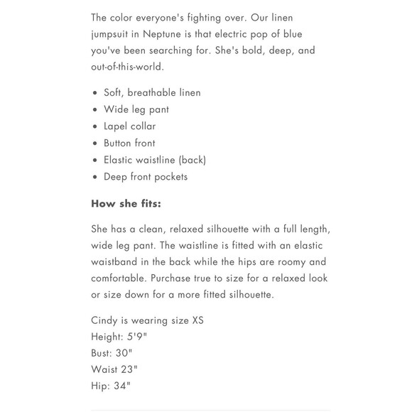 Mixed Neptune Linen Jumpsuit Cobalt Blue Size XS EUC Retail $178 - Picture 12 of 12